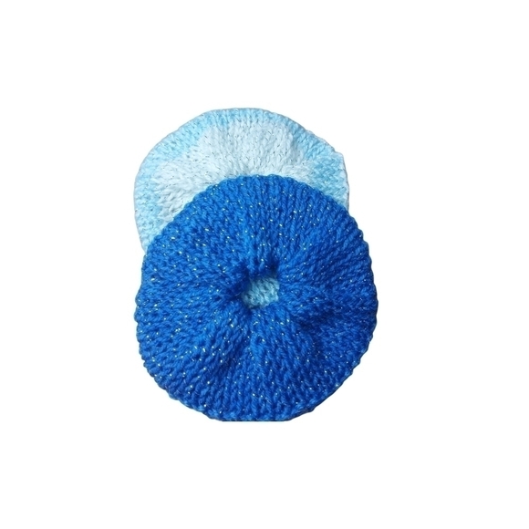 Hand Knit Scrunchies Set, Soft Stretch Hairbands - Picture 3 of 4